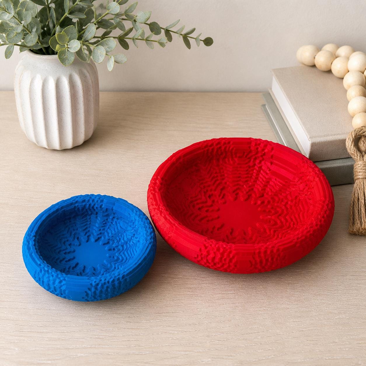 3D Printed Jewelry Dish Set | Modern Textured Catchall Tray, Ring Holder, Minimalist Decor
