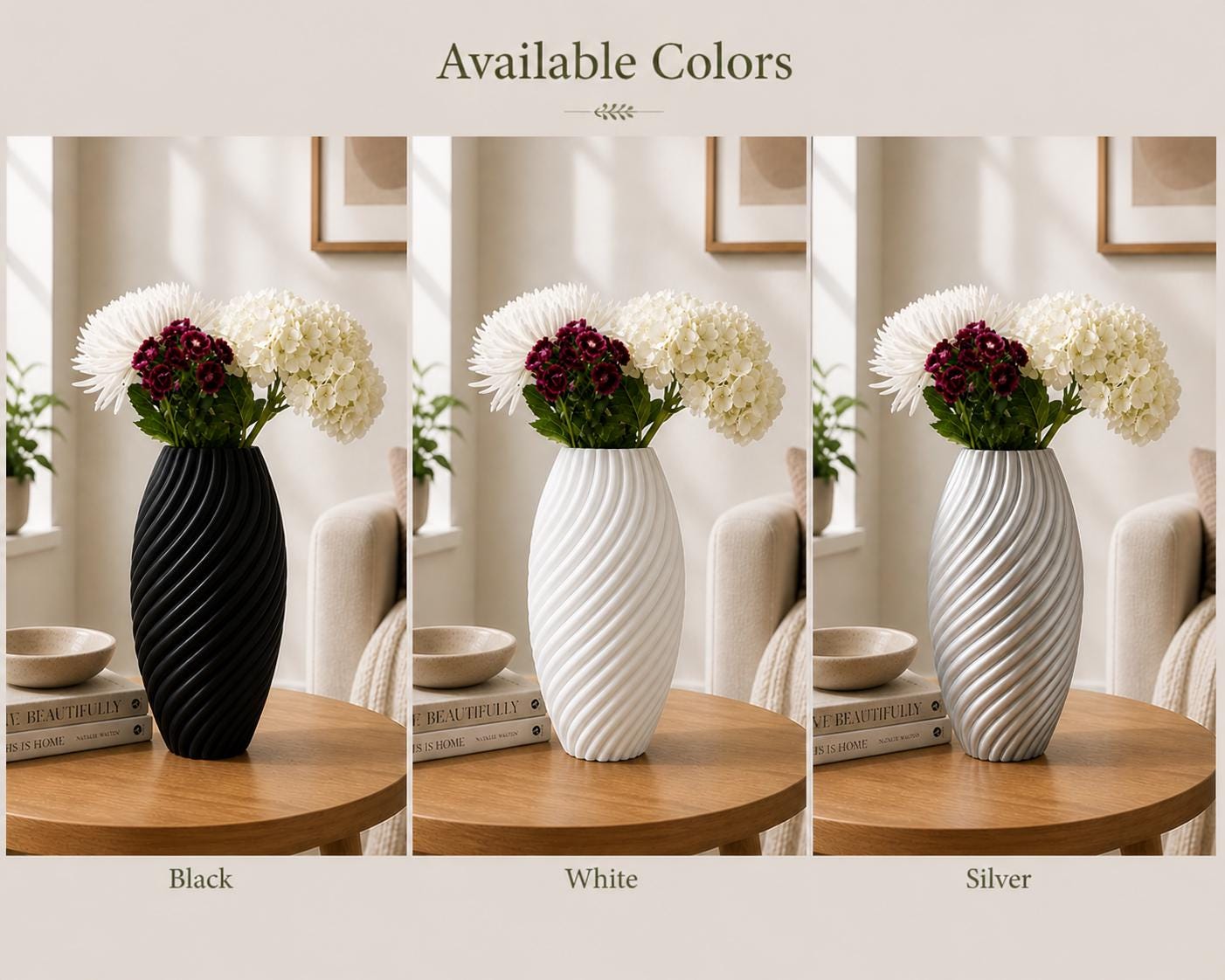 Modern Ribbed Vase | 3D Printed PLA Home Decor Centerpiece