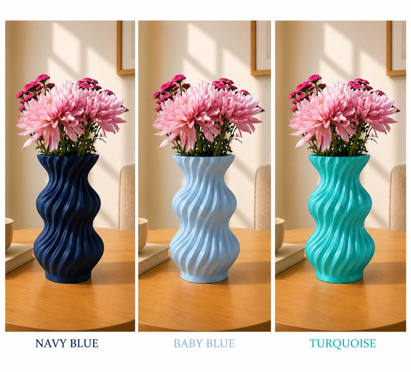 Modern Wavy Vase | 3D Printed PLA Flower Holder, Minimalist Home Decor