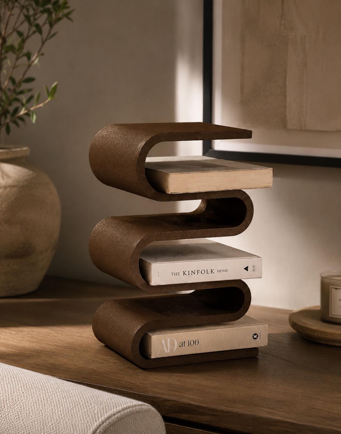 Desktop Bookshelf Organizer, 3D Printed Book Storage, Small Space Book Shelf, Desk Book Holder, Modern Japandi Decor