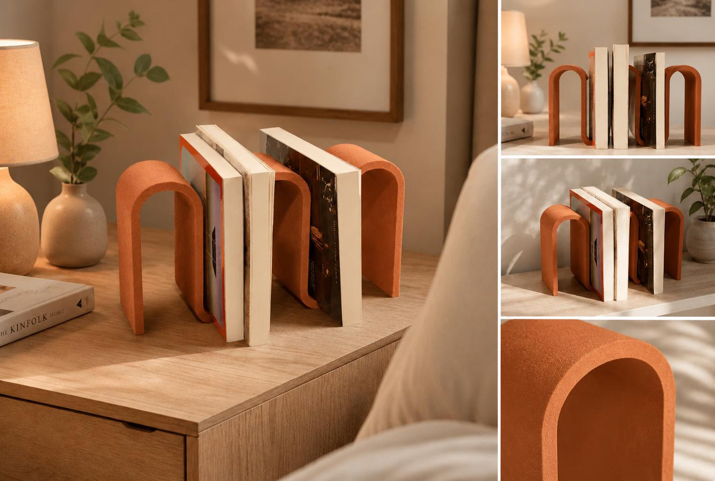 Desktop Bookshelf Organizer, 3D Printed Book Storage, Small Space Book Shelf, Desk Book Holder, Modern Japandi Decor