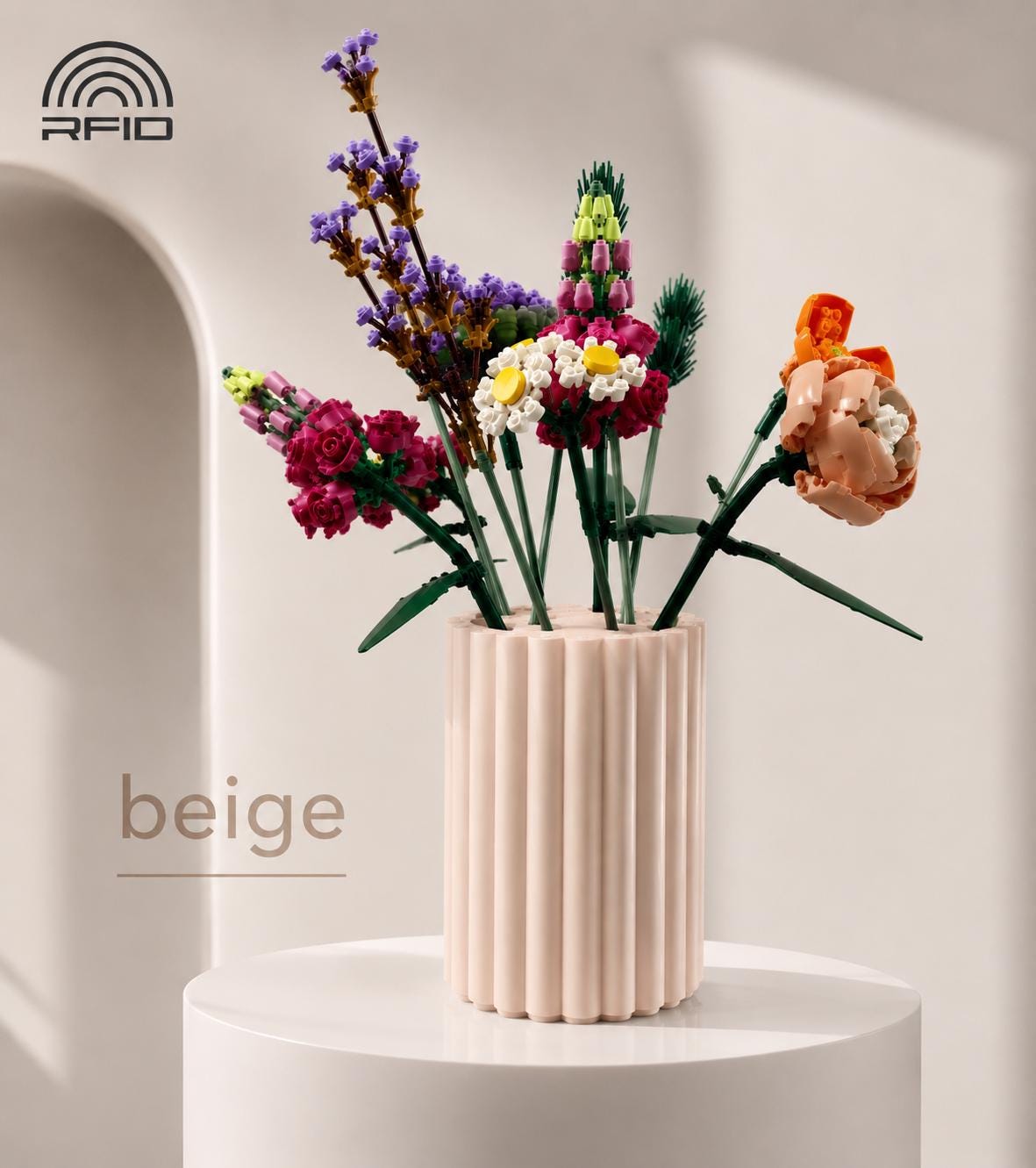 3D Printed Brick Flower Vase, Modern Ribbed Minimalist Decor, Botanical Bouquet Vase