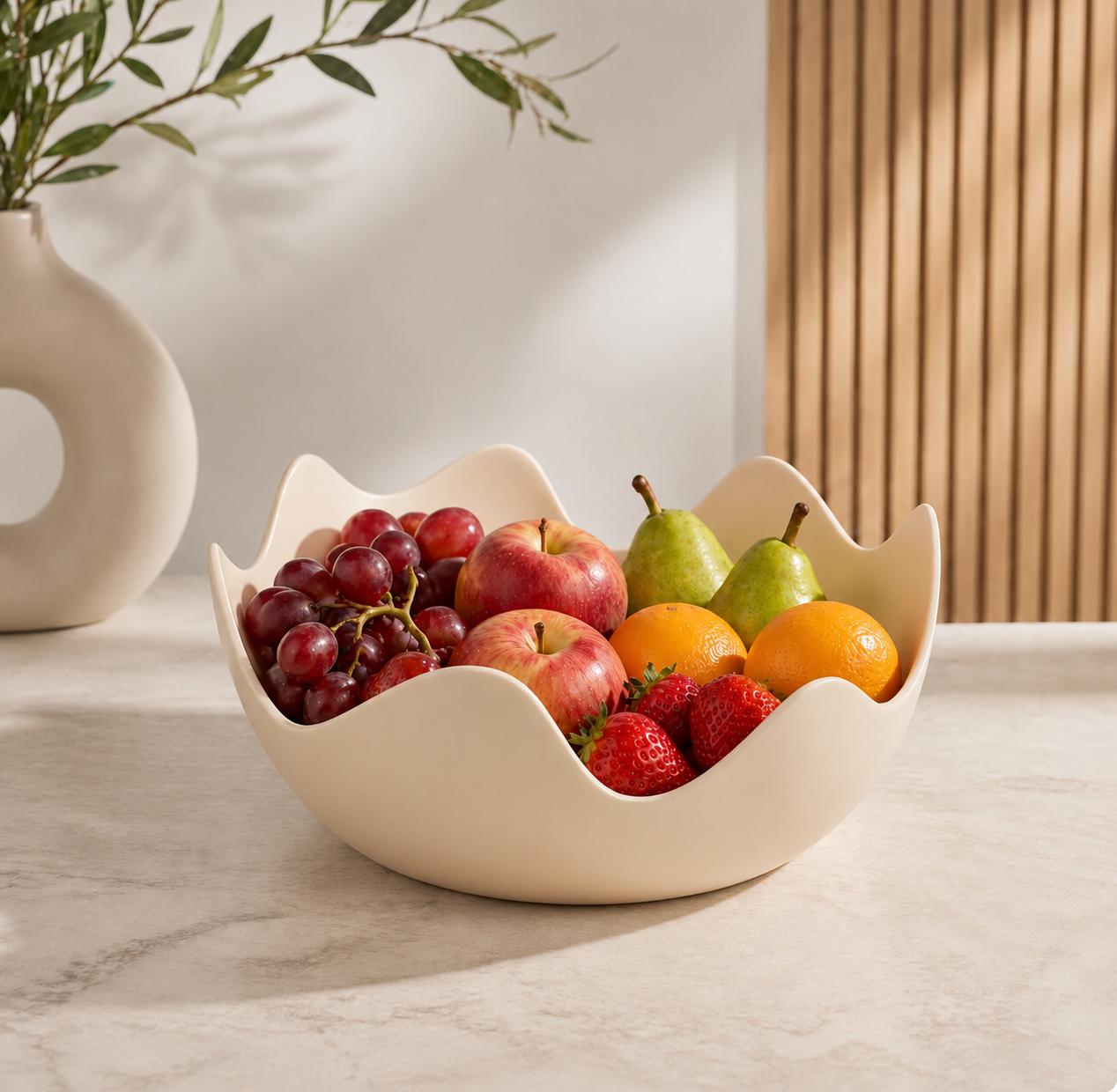 Modern Wavy Fruit Bowl | 3D Printed Decorative Countertop Centerpiece