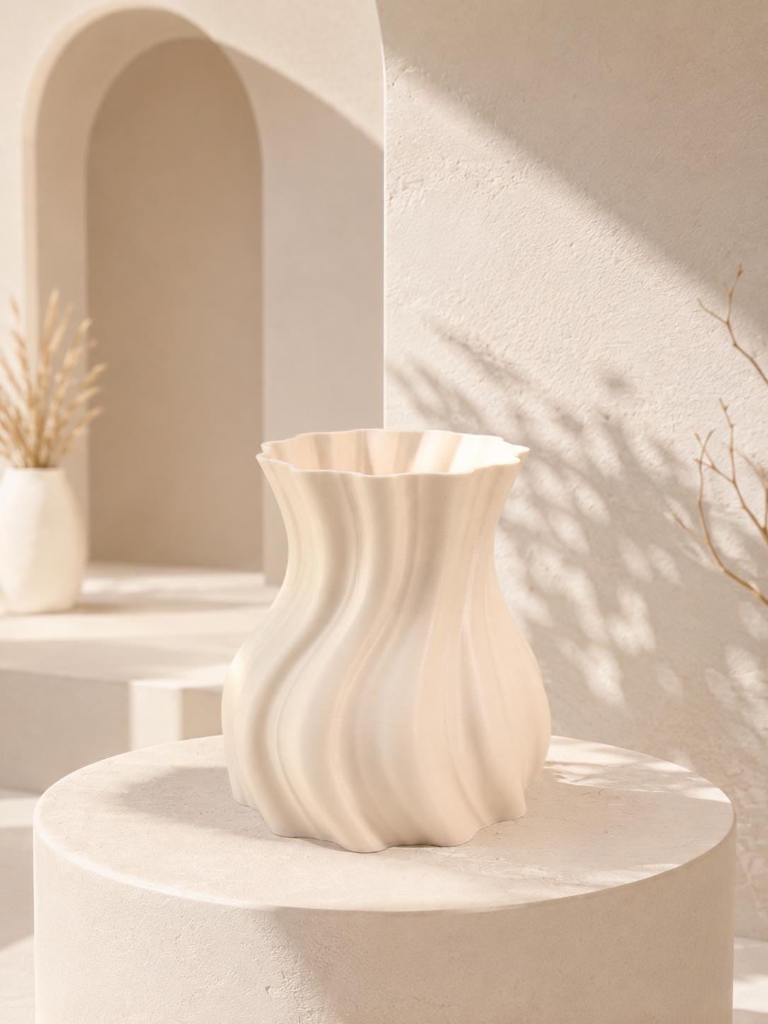 Modern Wavy Flower Vase, 3D Printed Sculptural Vase for Real Flowers & Building Block Bouquets, Minimalist Home Decor
