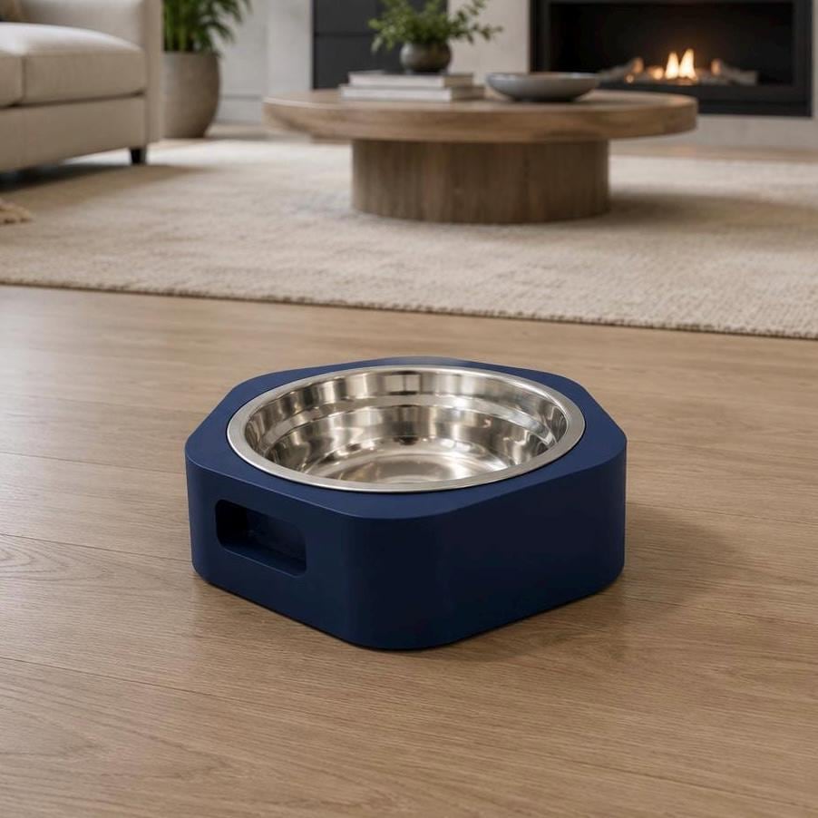 3D Printed Pet Bowl with Stand | Minimalist Dog Cat Food Dish, Elevated PLA Feeder