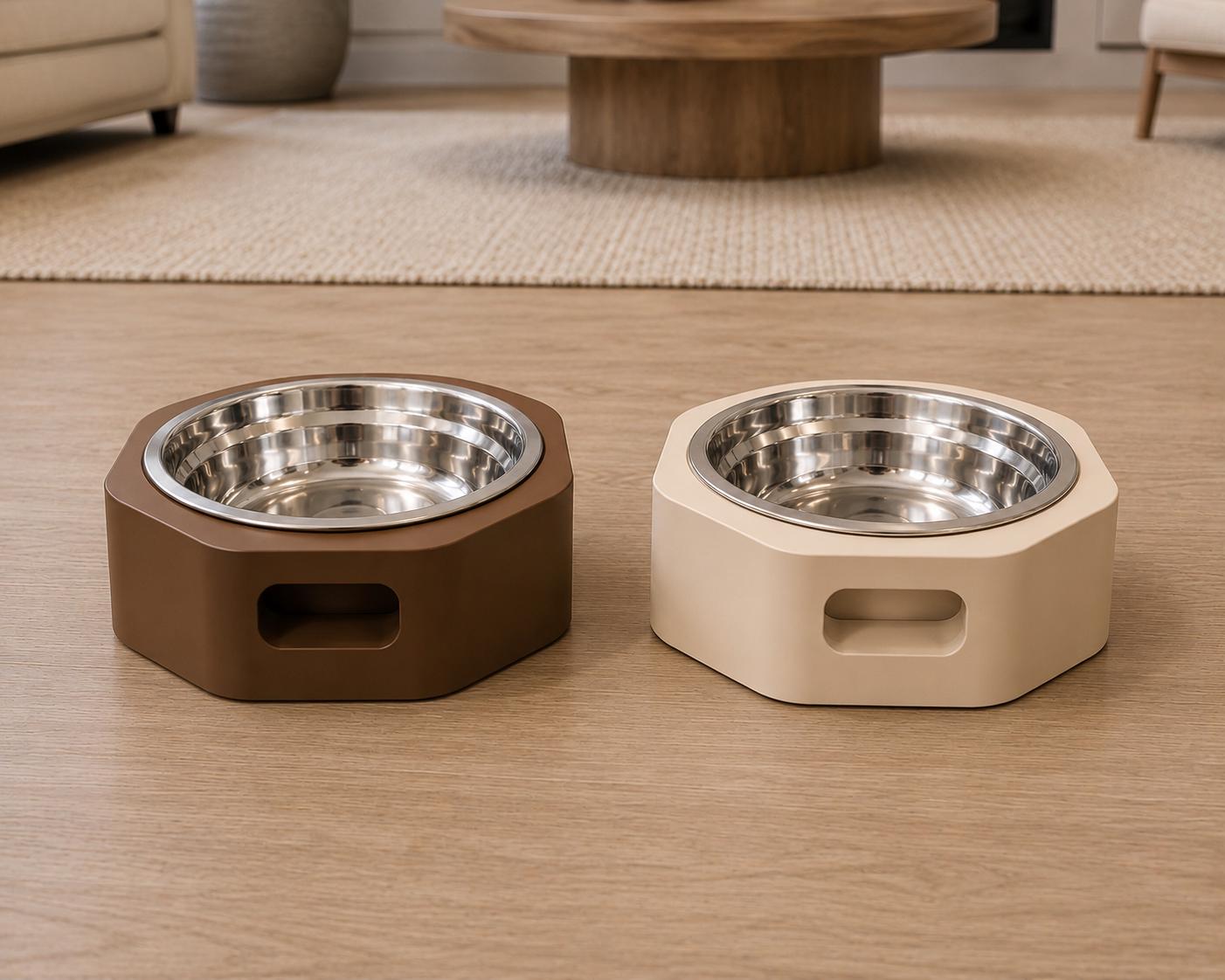 3D Printed Pet Bowl with Stand | Minimalist Dog Cat Food Dish, Elevated PLA Feeder