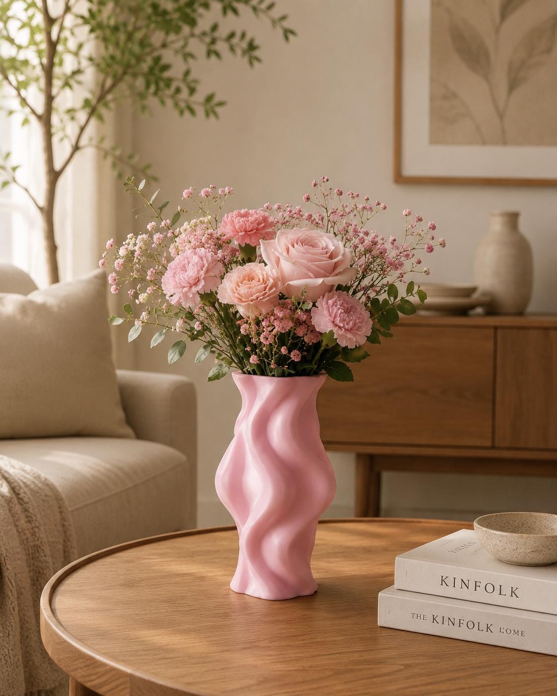 3D Printed Ribbed Vase | Sculptural Japandi Botanical Flower Holder