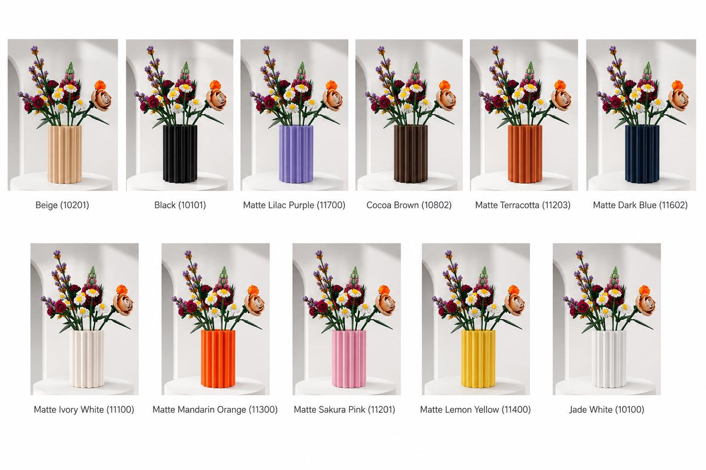 3D Printed Brick Flower Vase, Modern Ribbed Minimalist Decor, Botanical Bouquet Vase