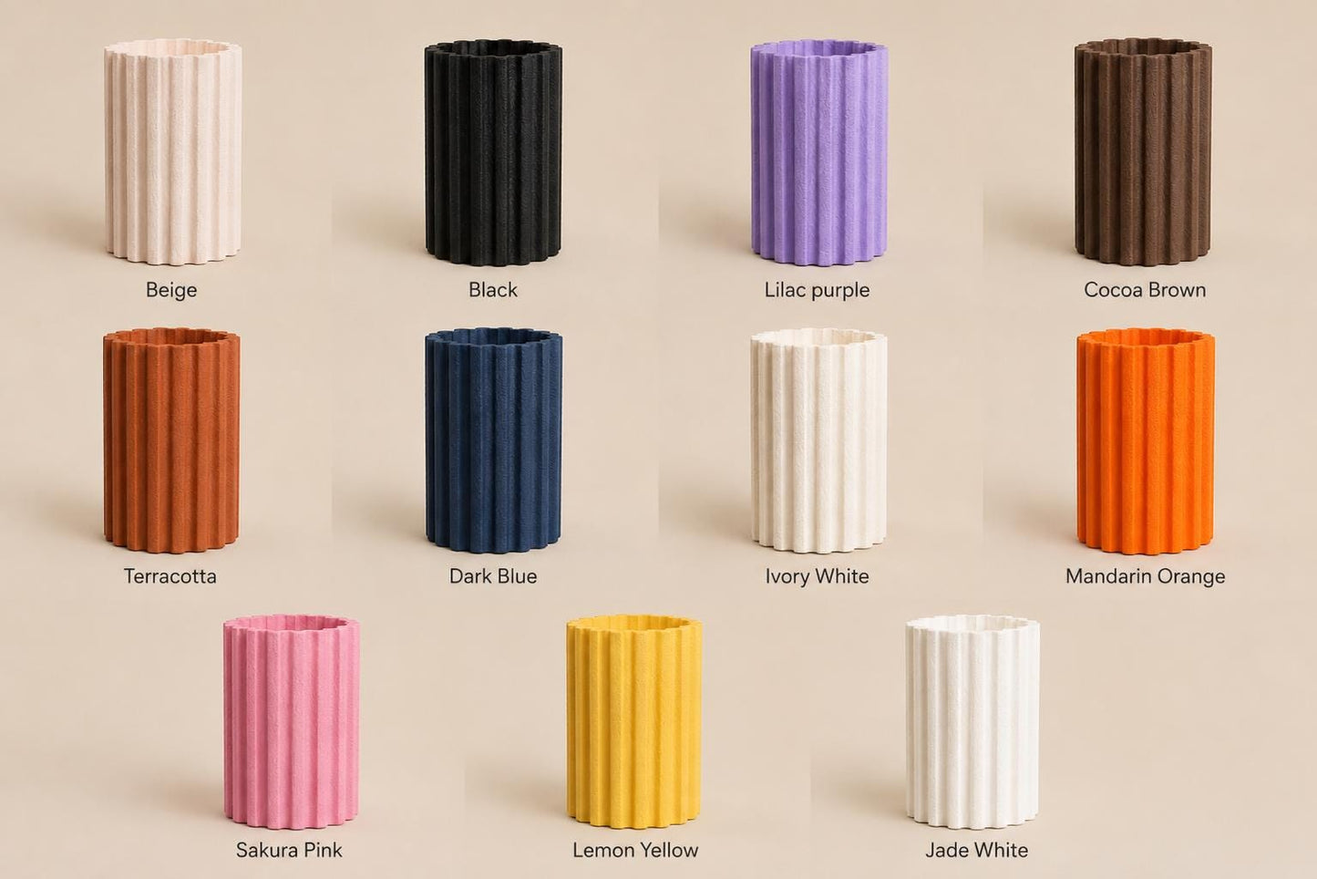 Textured Stone-Look Vase, Modern Ribbed PLA Display, Building Block Flowers