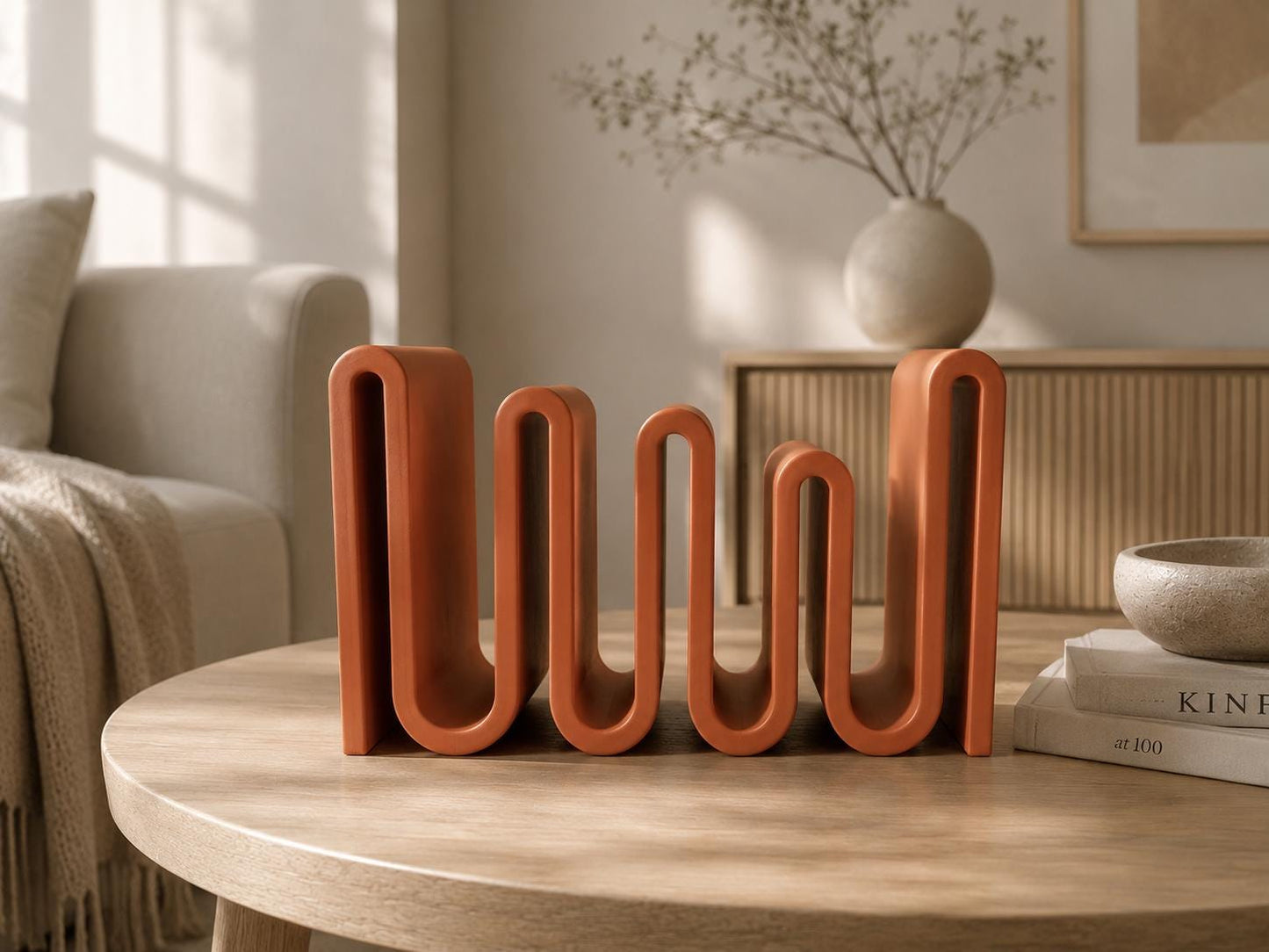 Wavy Bookshelf, Book Holder, 3D Printed Book Organizer, Modern Desk Shelf, Japandi Decor, Minimalist Book Storage, Book Lover Gift