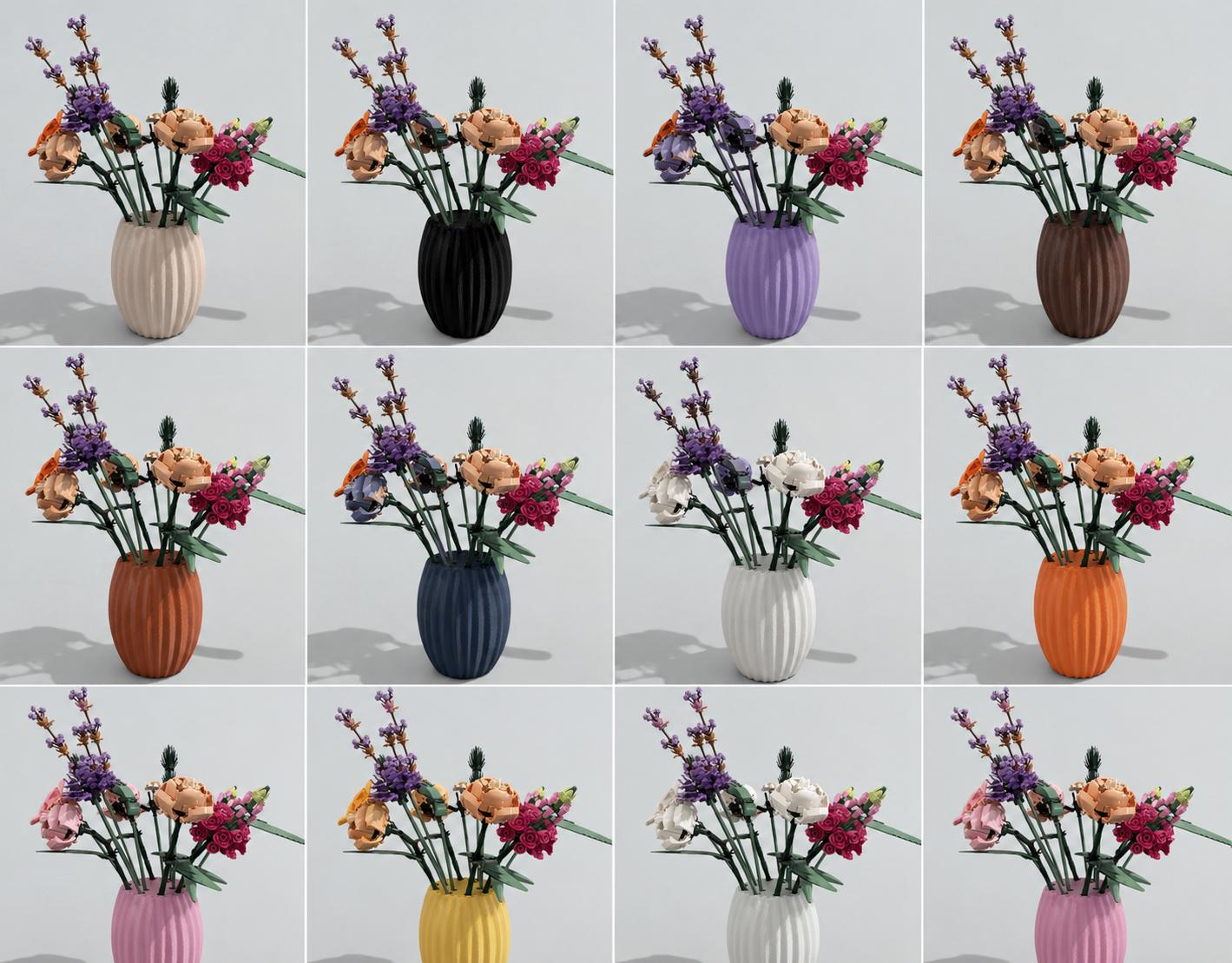 3D Printed Brick Flower Vase | Modern Ribbed Botanical Decor