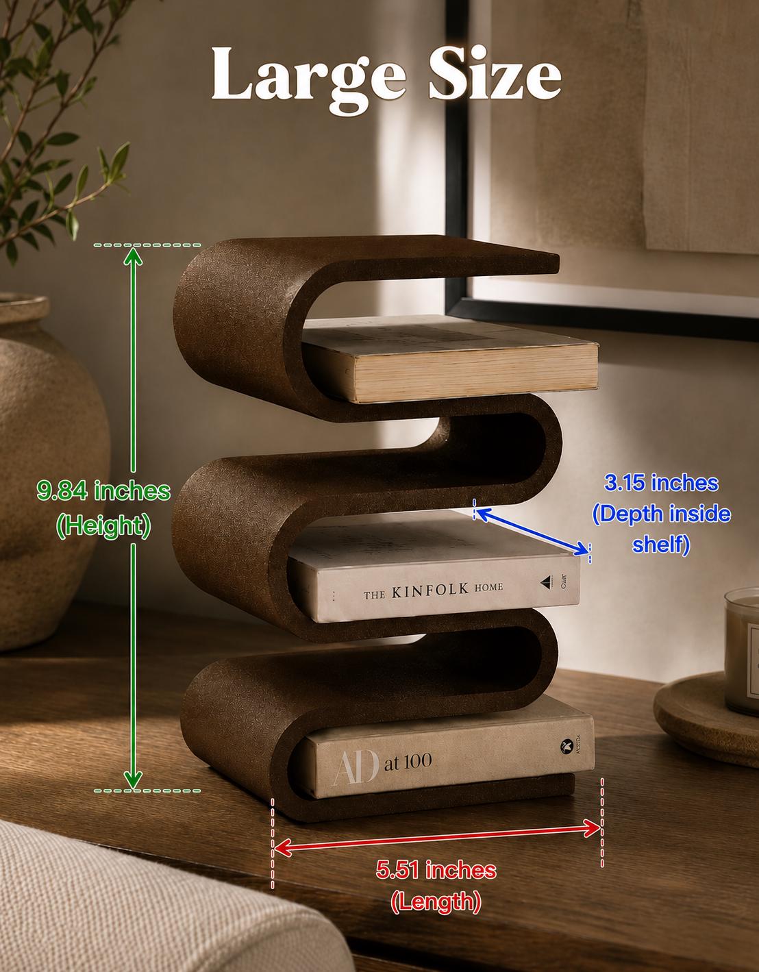 Desktop Bookshelf Organizer, 3D Printed Book Storage, Small Space Book Shelf, Desk Book Holder, Modern Japandi Decor
