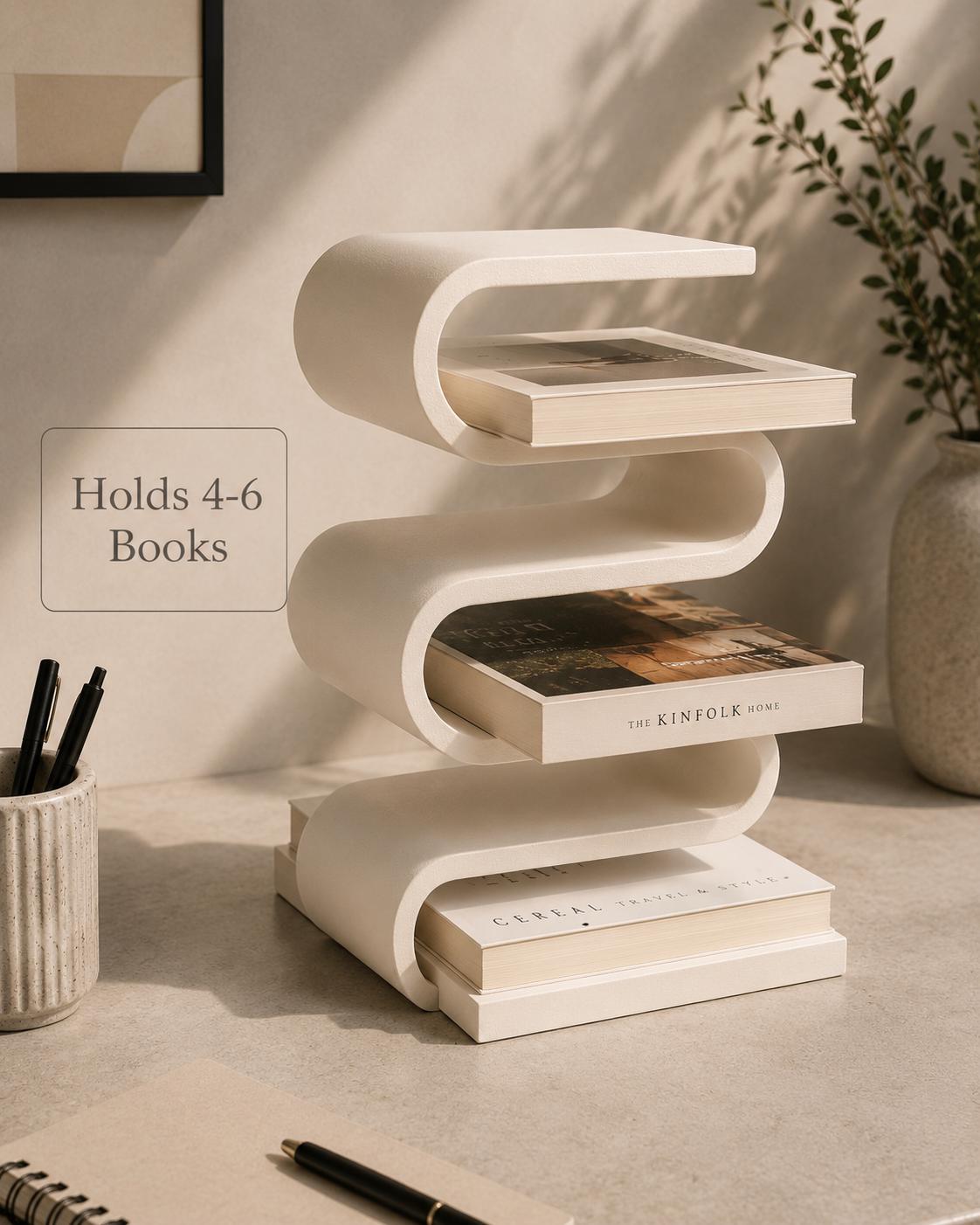 Desktop Bookshelf Organizer, 3D Printed Book Storage, Small Space Book Shelf, Desk Book Holder, Modern Japandi Decor