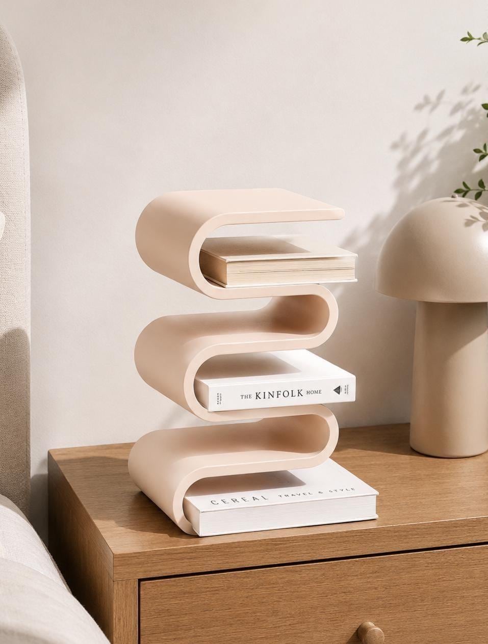 Desktop Bookshelf Organizer, 3D Printed Book Storage, Small Space Book Shelf, Desk Book Holder, Modern Japandi Decor