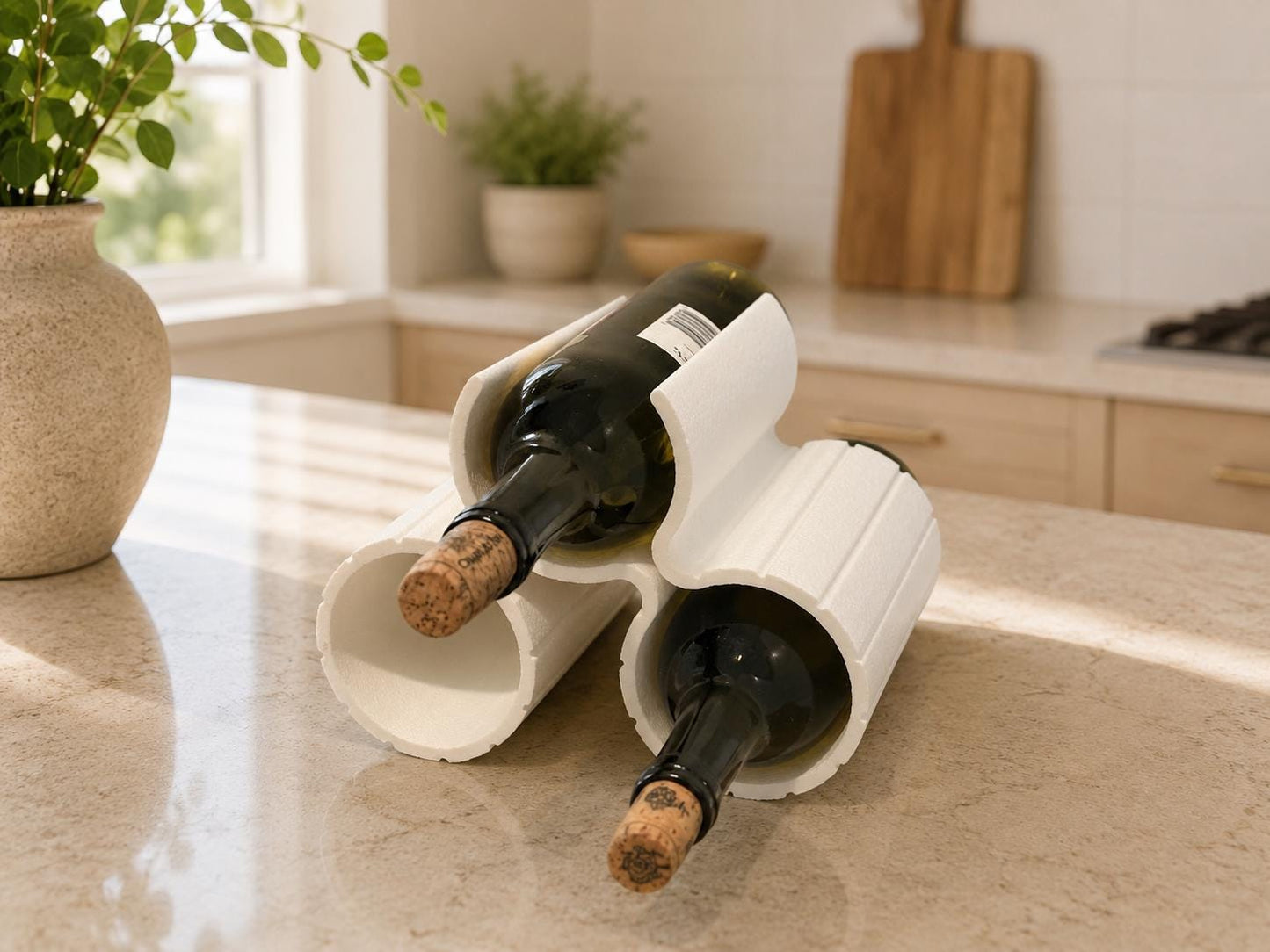 Modern Wine Rack, 3D Printed Wine Bottle Holder, Countertop Wine Storage, Minimalist Wine Organizer, Sculptural Wine Rack, Housewarming Gift