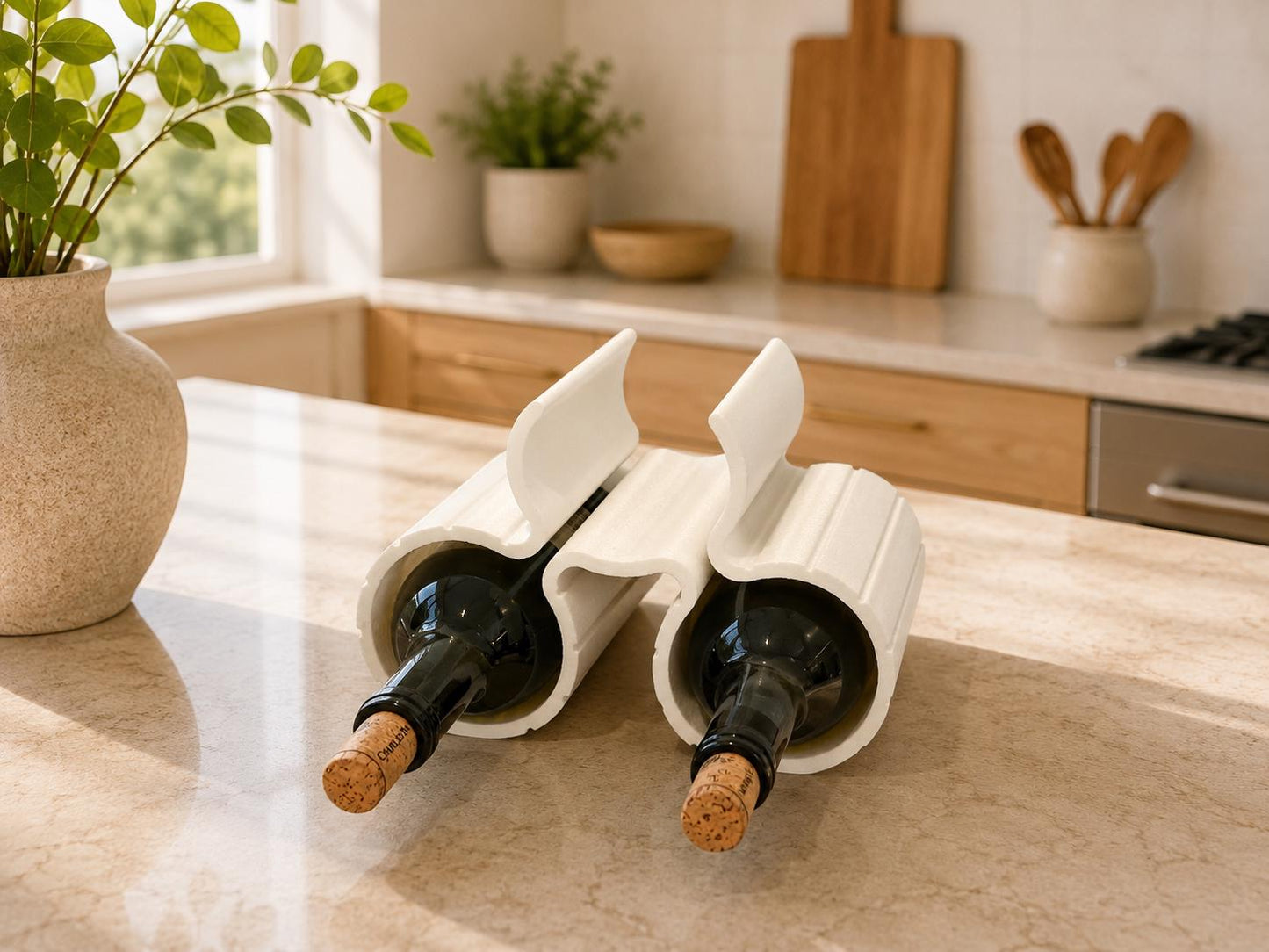 Modern Wine Rack, 3D Printed Wine Bottle Holder, Countertop Wine Storage, Minimalist Wine Organizer, Sculptural Wine Rack, Housewarming Gift