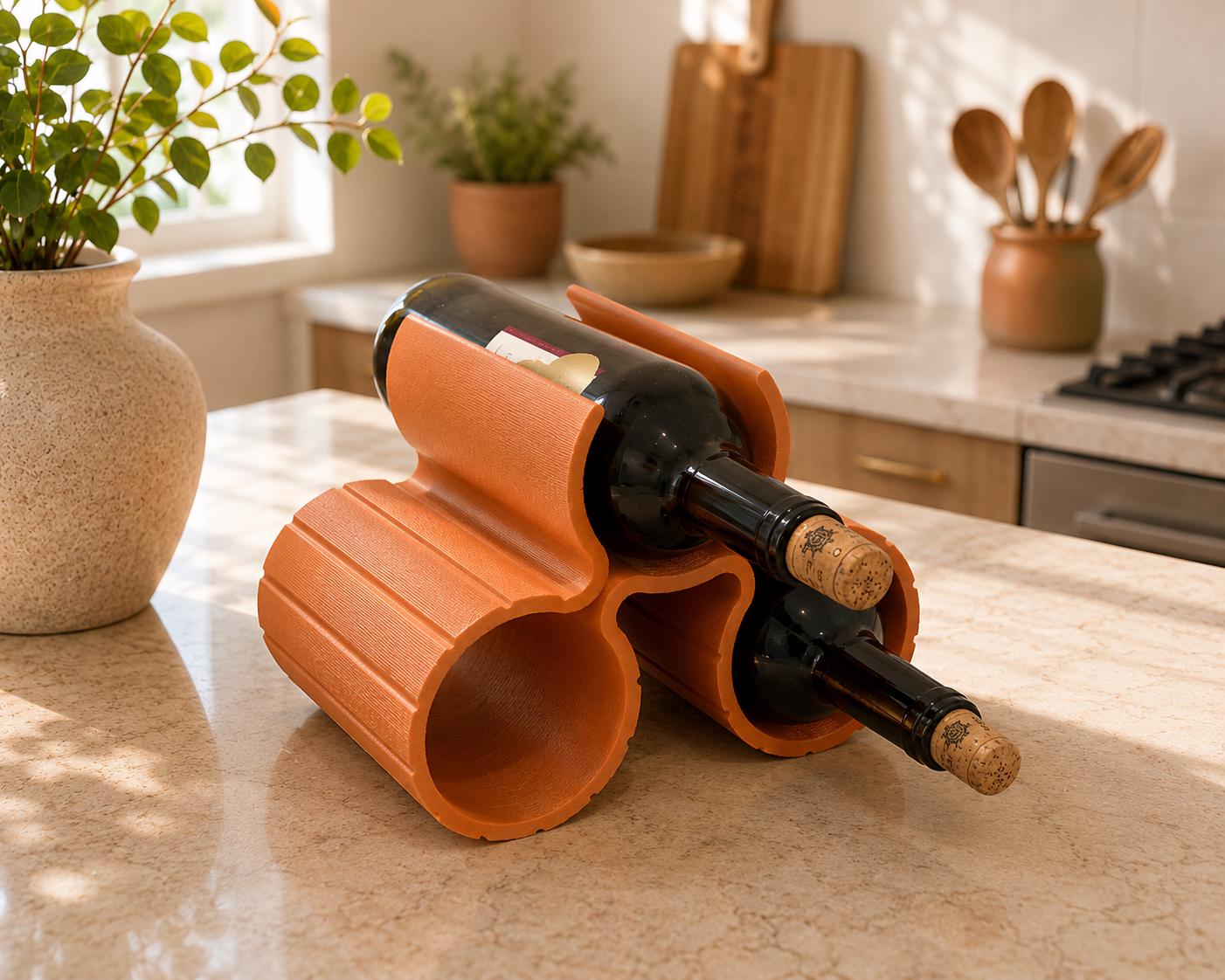 Modern Wine Rack, 3D Printed Wine Bottle Holder, Countertop Wine Storage, Minimalist Wine Organizer, Sculptural Wine Rack, Housewarming Gift