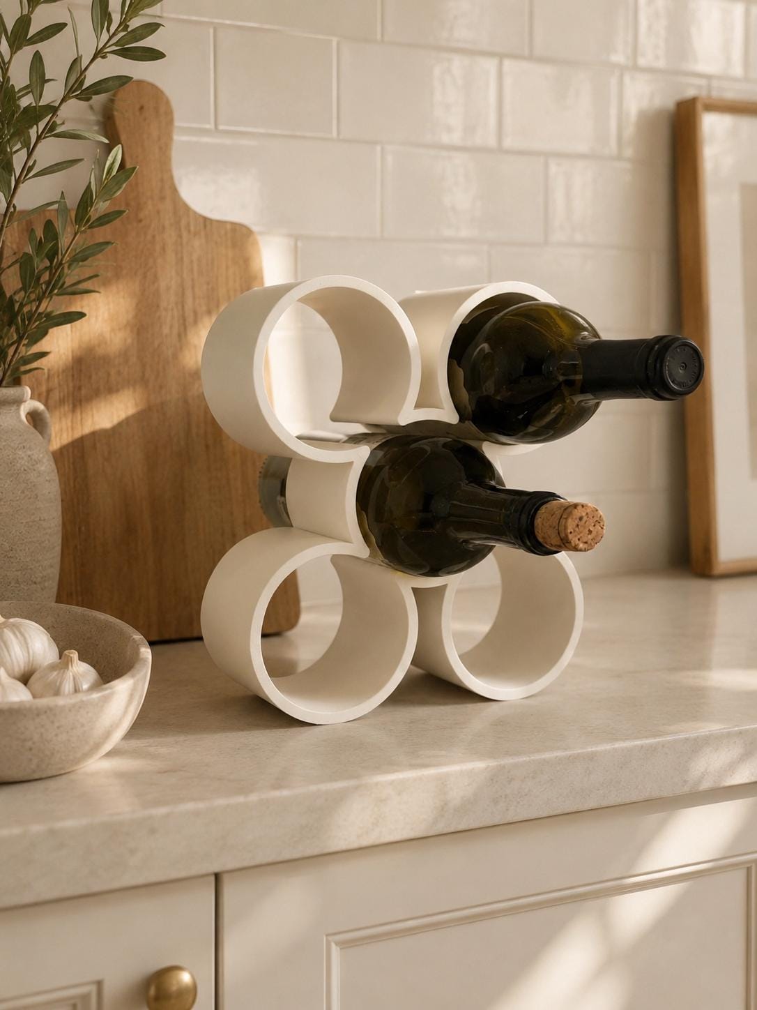 Modern Wine Rack, 3D Printed Wine Bottle Holder, Countertop Wine Storage, Minimalist Wine Organizer, Bar Cart Decor, Gift for Wine Lovers