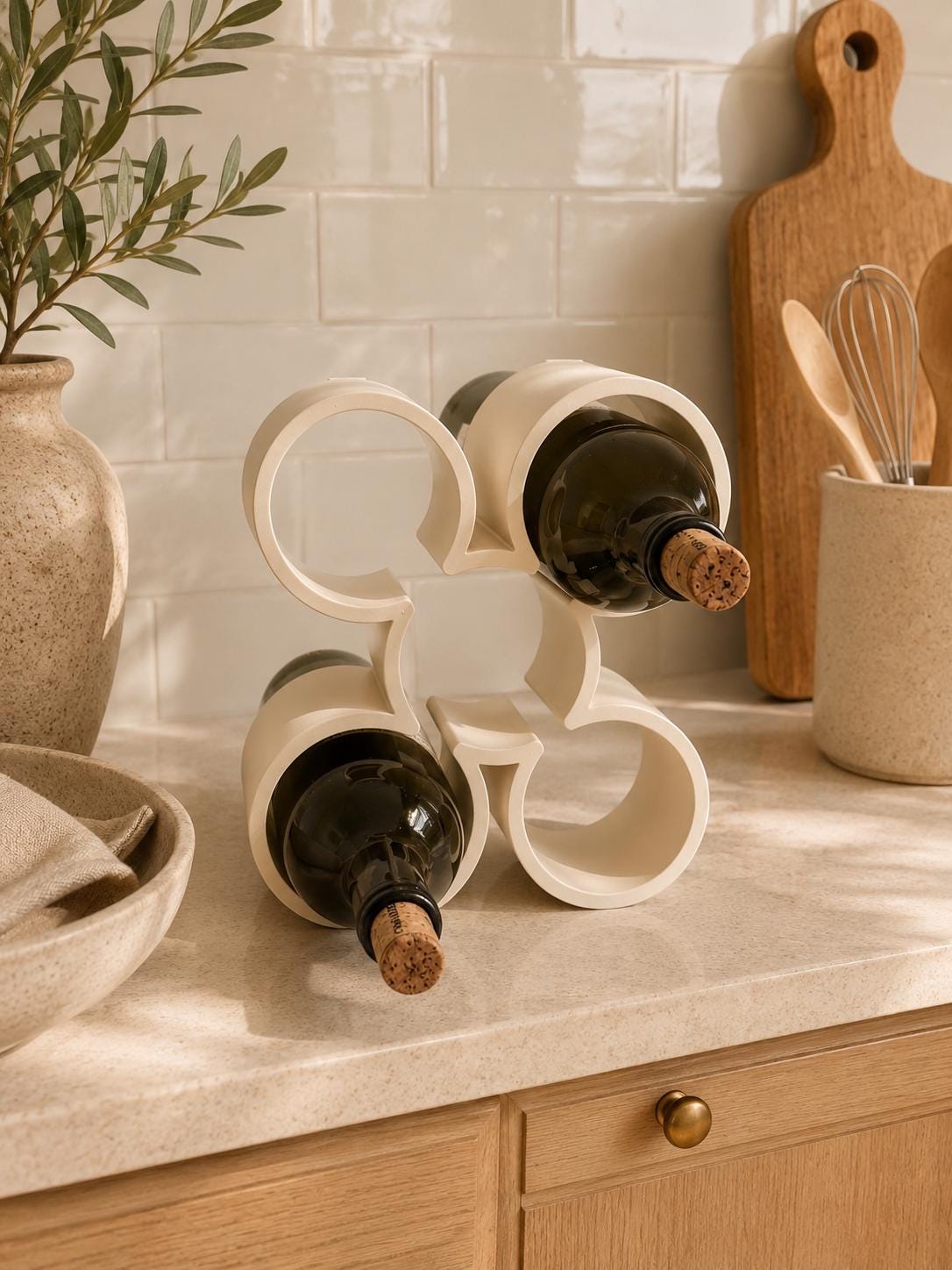 Modern Wine Rack, 3D Printed Wine Bottle Holder, Countertop Wine Storage, Minimalist Wine Organizer, Bar Cart Decor, Gift for Wine Lovers