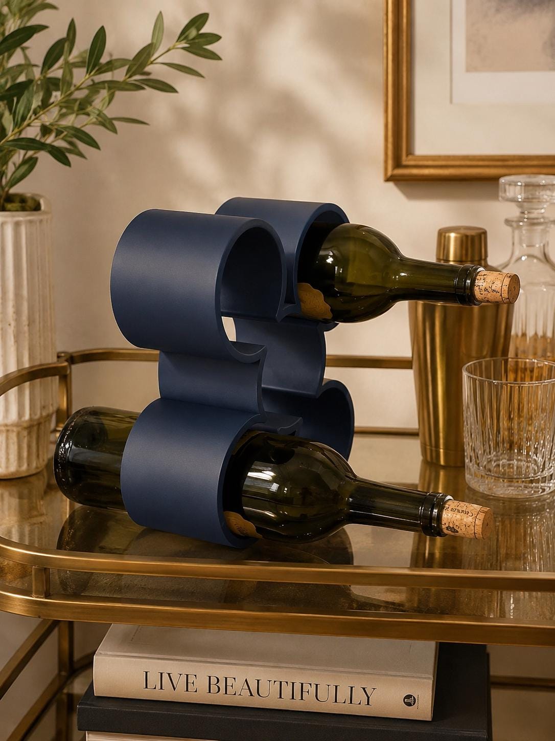 Modern Wine Rack, 3D Printed Wine Bottle Holder, Countertop Wine Storage, Minimalist Wine Organizer, Bar Cart Decor, Gift for Wine Lovers