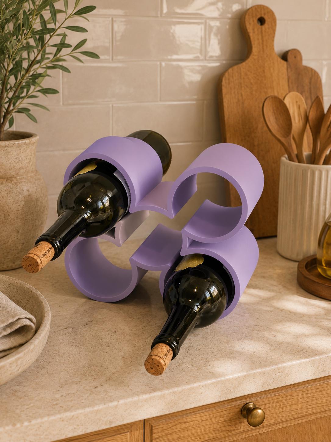 Modern Wine Rack, 3D Printed Wine Bottle Holder, Countertop Wine Storage, Minimalist Wine Organizer, Bar Cart Decor, Gift for Wine Lovers