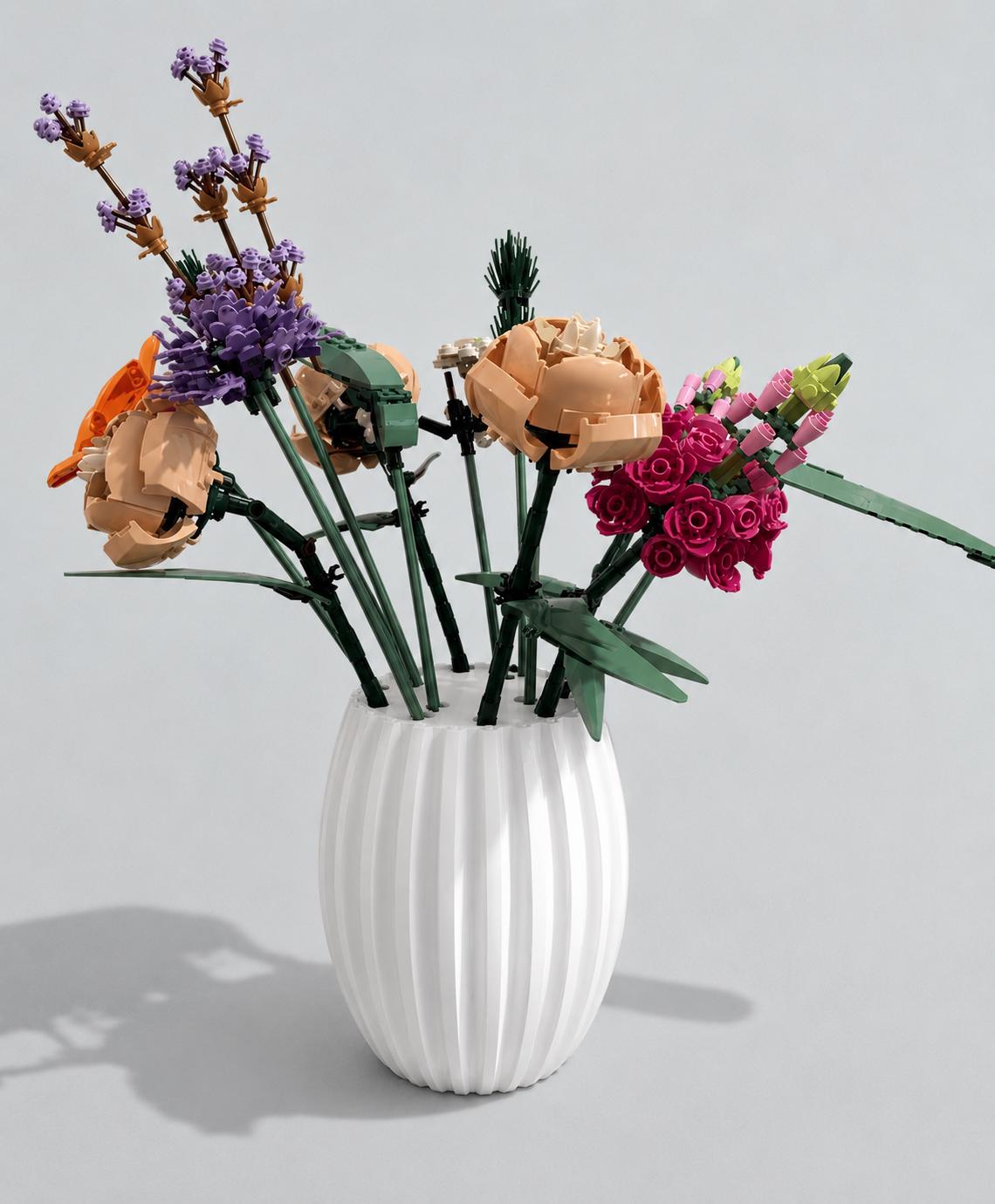 3D Printed Brick Flower Vase | Modern Ribbed Botanical Decor