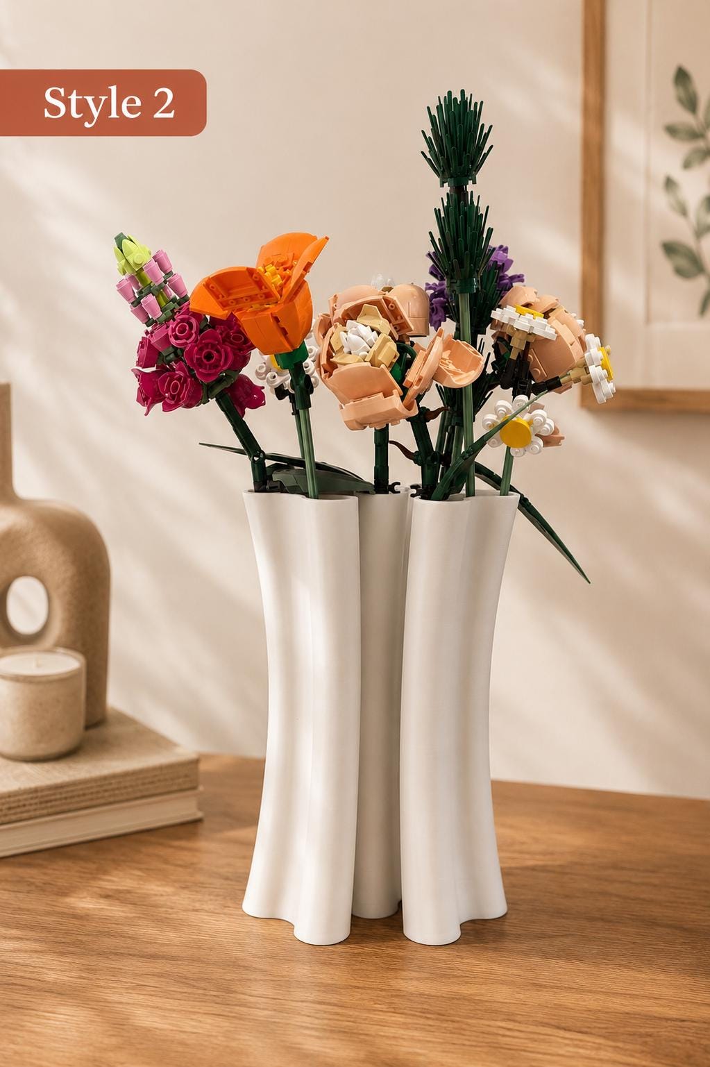 Brick Bouquet Vase, Modern 3D Printed Flower Vase, Botanical Arrangement Display, Japandi Home Decor, Minimalist Floral Holder