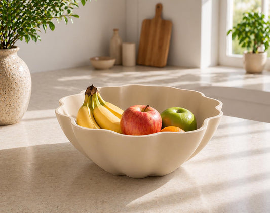 Modern Wavy Edge Fruit Bowl | Minimalist Kitchen Countertop Decor, PLA Filament Centerpiece