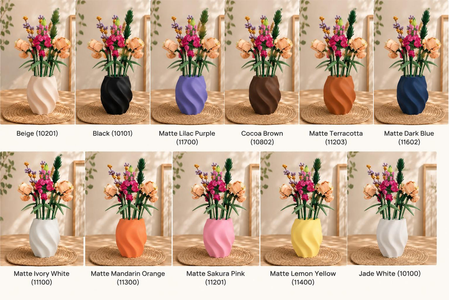 3D Printed Brick Flower Vase, Modern Minimalist Wavy Vase, Desk Decor, Botanical Bouquet Holder, Gift for Plant Lovers