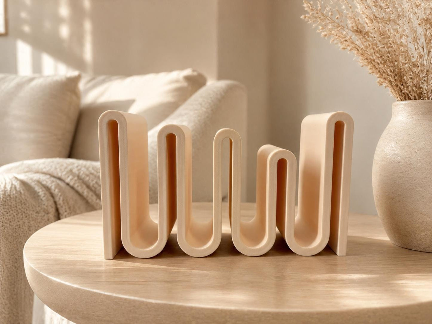 Wavy Bookshelf, Book Holder, 3D Printed Book Organizer, Modern Desk Shelf, Japandi Decor, Minimalist Book Storage, Book Lover Gift