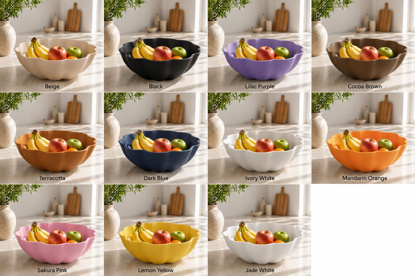 Modern Wavy Edge Fruit Bowl | Minimalist Kitchen Countertop Decor, PLA Filament Centerpiece