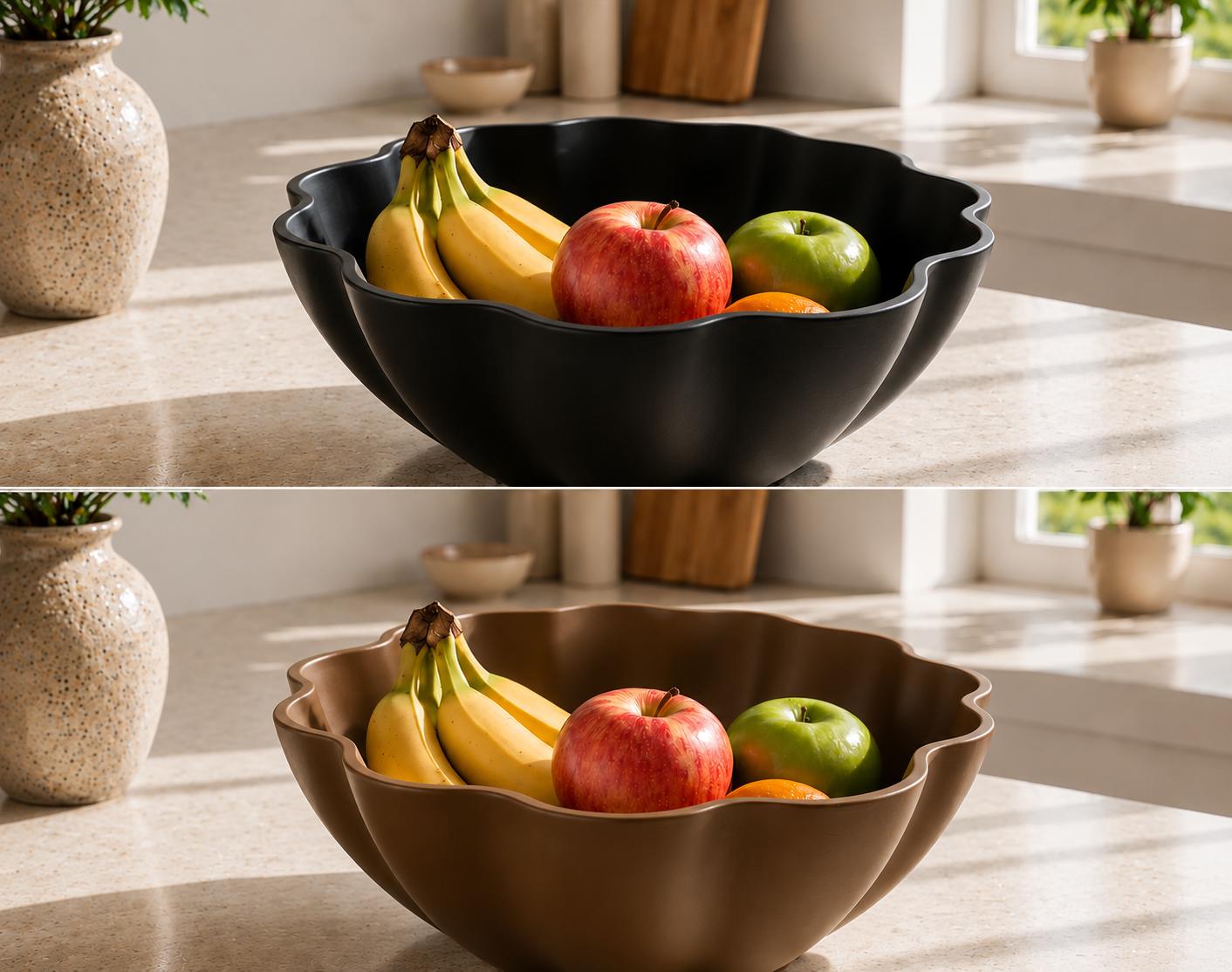 Modern Wavy Edge Fruit Bowl | Minimalist Kitchen Countertop Decor, PLA Filament Centerpiece
