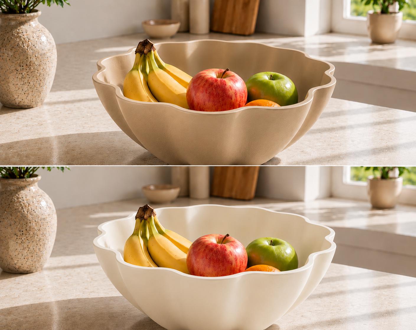 Modern Wavy Edge Fruit Bowl | Minimalist Kitchen Countertop Decor, PLA Filament Centerpiece