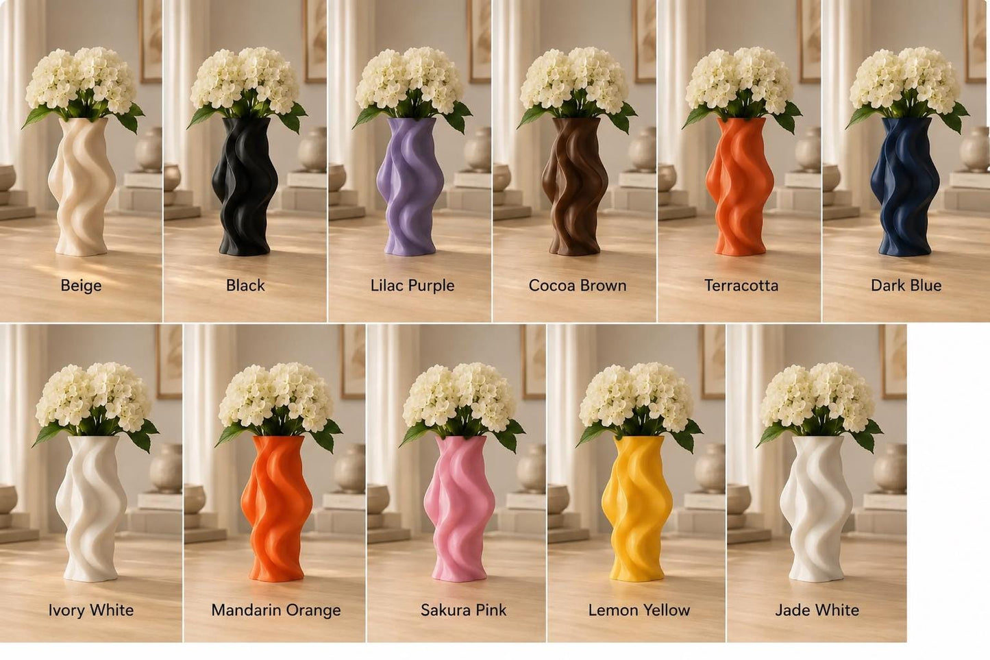 3D Printed Ribbed Vase | Sculptural Japandi Botanical Flower Holder