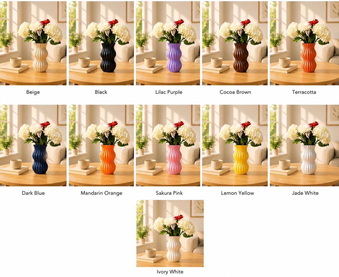 3D Printed Ribbed Vase | Minimalist Sculptural Home Decor for Flowers