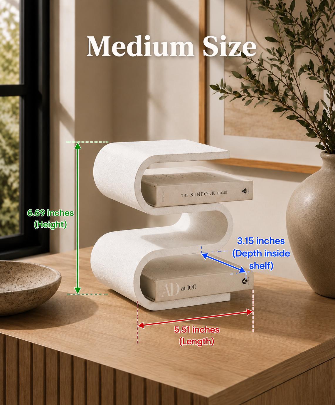 Desktop Bookshelf Organizer, 3D Printed Book Storage, Small Space Book Shelf, Desk Book Holder, Modern Japandi Decor