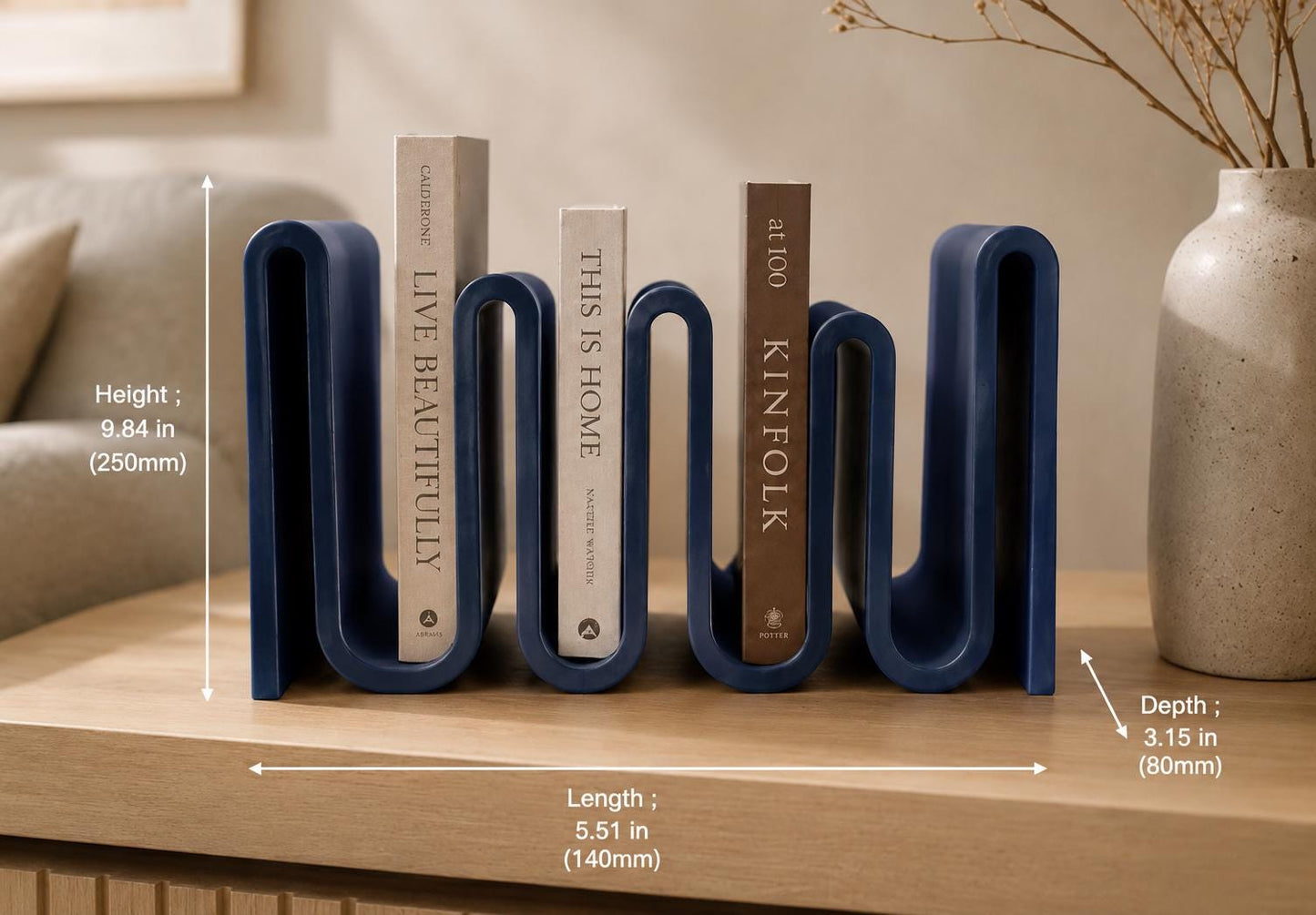 Wavy Bookshelf, Book Holder, 3D Printed Book Organizer, Modern Desk Shelf, Japandi Decor, Minimalist Book Storage, Book Lover Gift