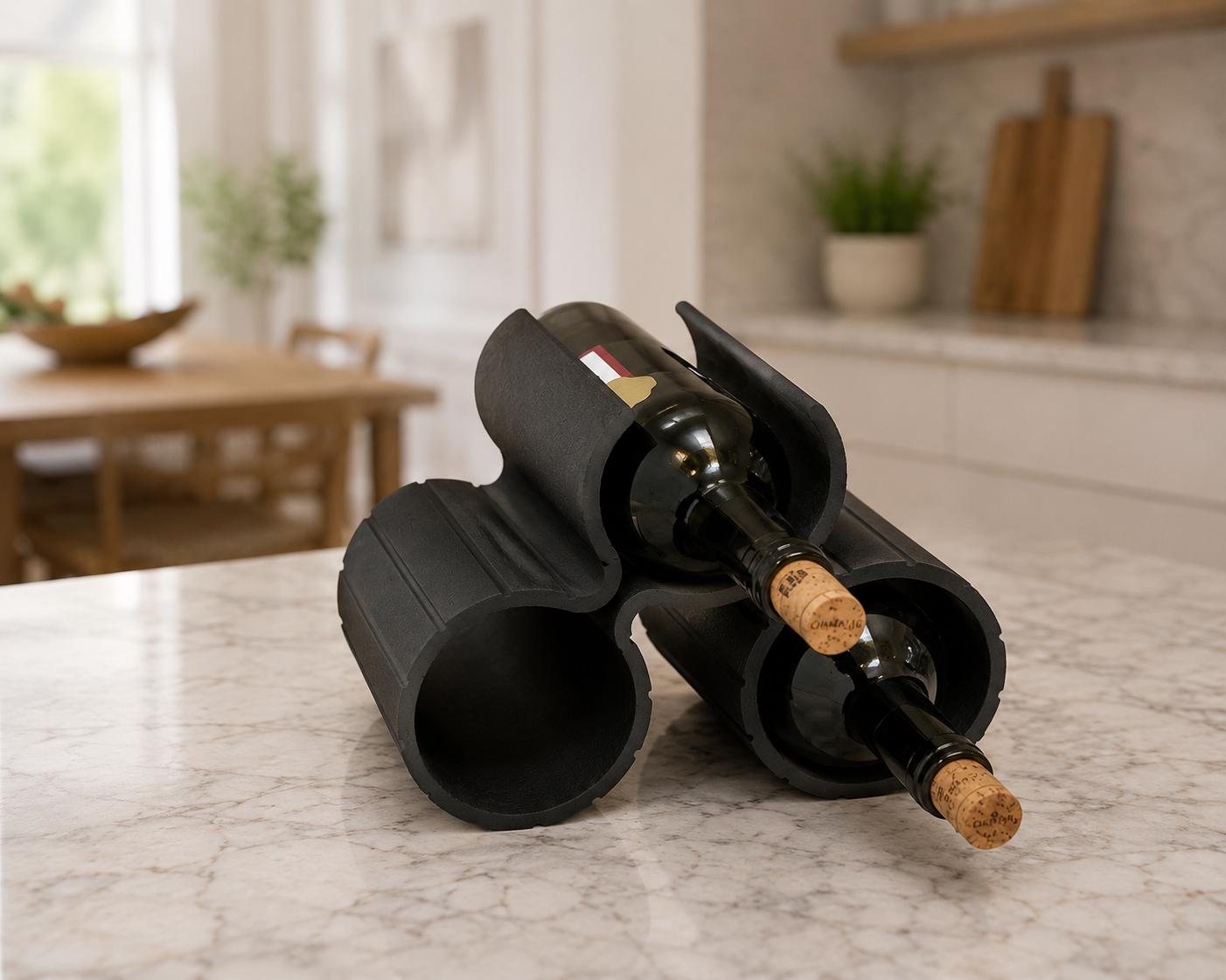 Modern Wine Rack, 3D Printed Wine Bottle Holder, Countertop Wine Storage, Minimalist Wine Organizer, Sculptural Wine Rack, Housewarming Gift