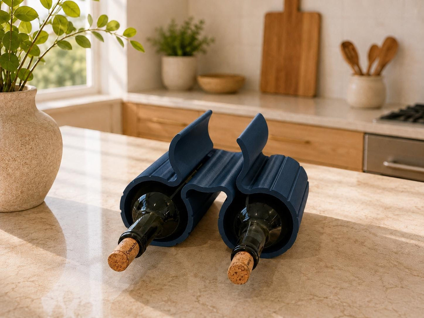 Modern Wine Rack, 3D Printed Wine Bottle Holder, Countertop Wine Storage, Minimalist Wine Organizer, Sculptural Wine Rack, Housewarming Gift