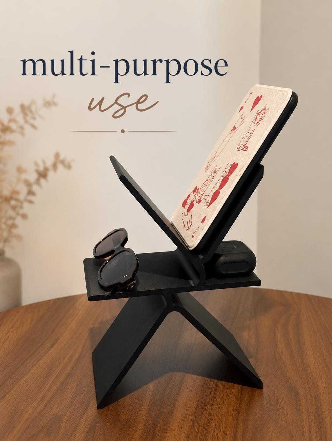 Desk Organizer, Book Stand & Tablet Holder, Bedside Organizer, Reading Stand, Desktop Storage Tray, Glasses Holder, Office Desk Accessory