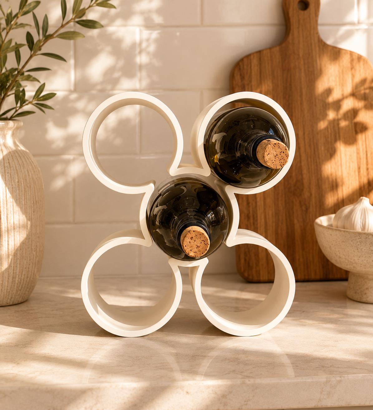 Modern Wine Rack, 3D Printed Wine Bottle Holder, Countertop Wine Storage, Minimalist Wine Organizer, Bar Cart Decor, Gift for Wine Lovers