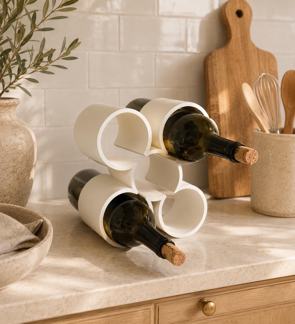 Modern Wine Rack, 3D Printed Wine Bottle Holder, Countertop Wine Storage, Minimalist Wine Organizer, Bar Cart Decor, Gift for Wine Lovers