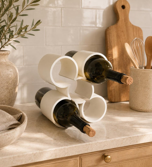 Modern Wine Rack, 3D Printed Wine Bottle Holder, Countertop Wine Storage, Minimalist Wine Organizer, Bar Cart Decor, Gift for Wine Lovers