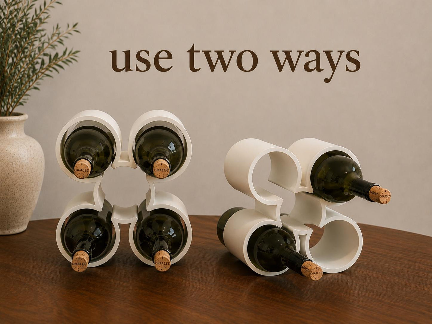 Modern Wine Rack, 3D Printed Wine Bottle Holder, Countertop Wine Storage, Minimalist Wine Organizer, Bar Cart Decor, Gift for Wine Lovers