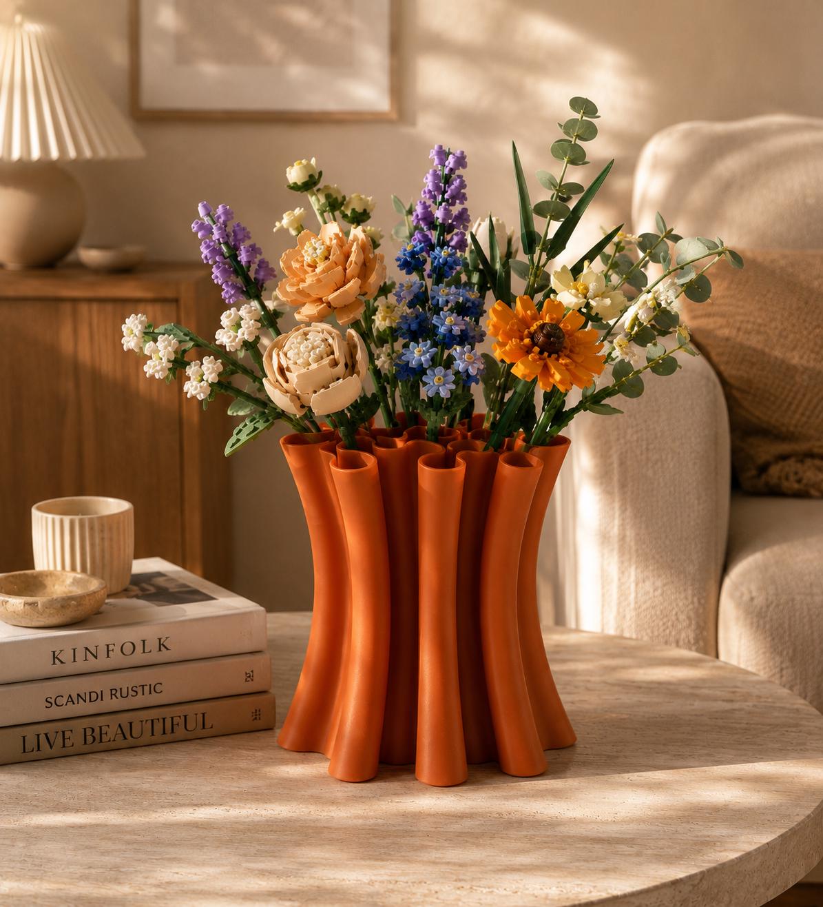 Brick Bouquet Vase, Modern 3D Printed Flower Vase, Botanical Arrangement Display, Japandi Home Decor, Minimalist Floral Holder