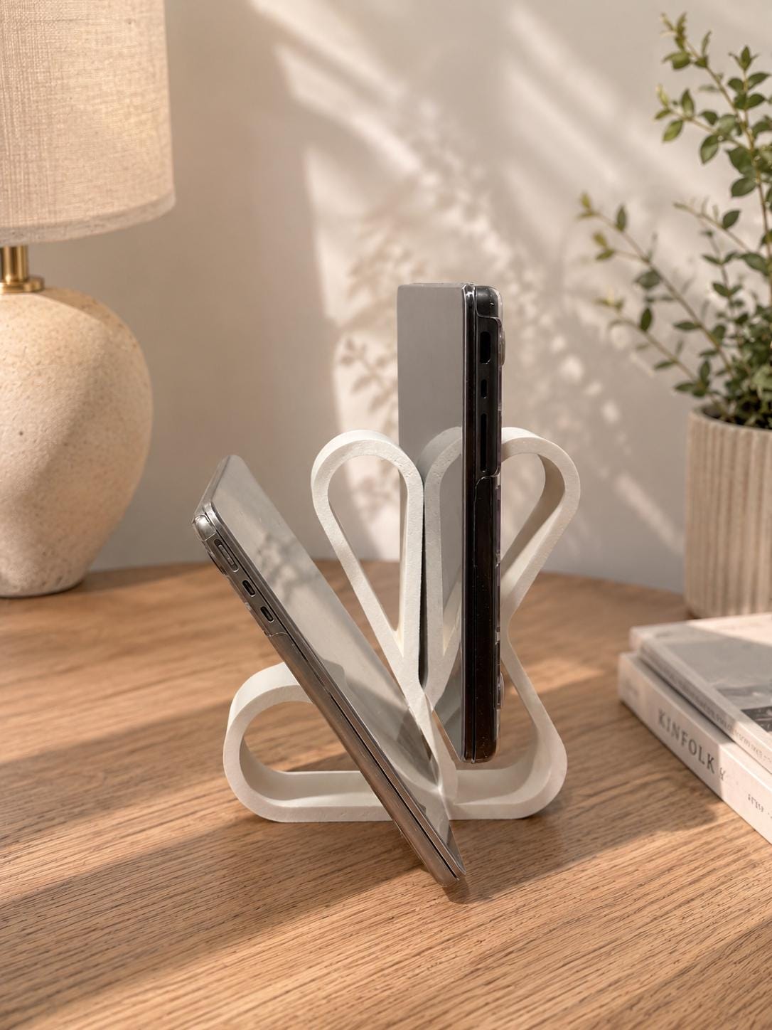Laptop & Tablet Stand, Dual Laptop Holder, MacBook Dock, Vertical Desk Organizer, Minimalist Office Decor, Home Office