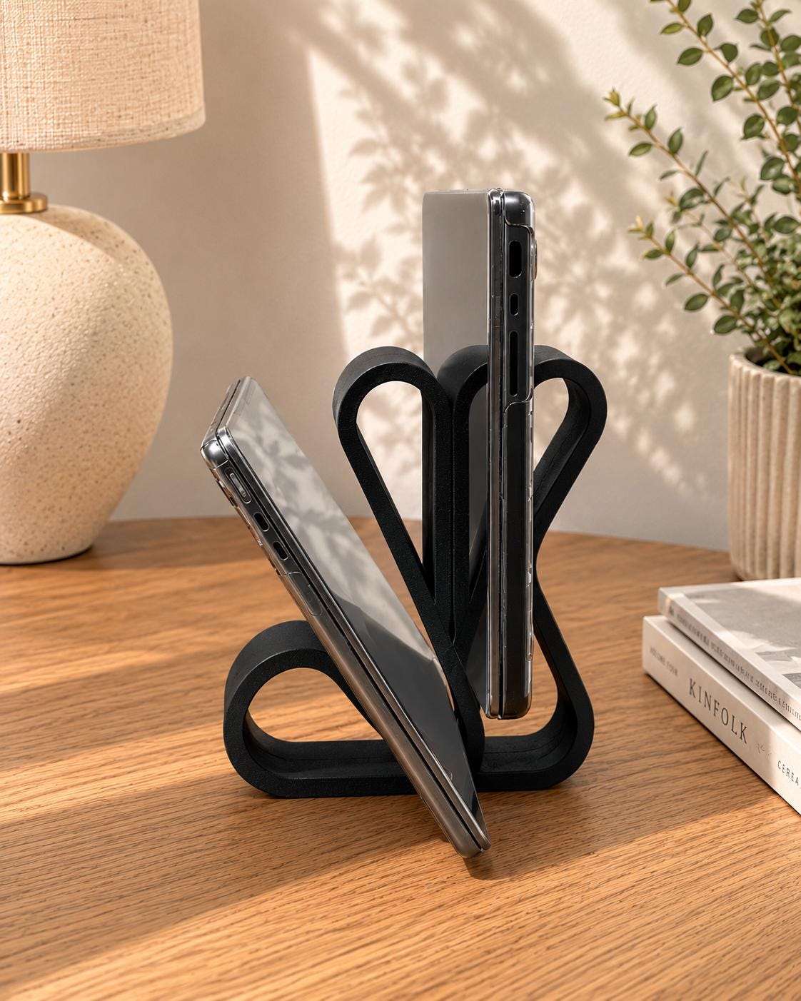 Laptop & Tablet Stand, Dual Laptop Holder, MacBook Dock, Vertical Desk Organizer, Minimalist Office Decor, Home Office