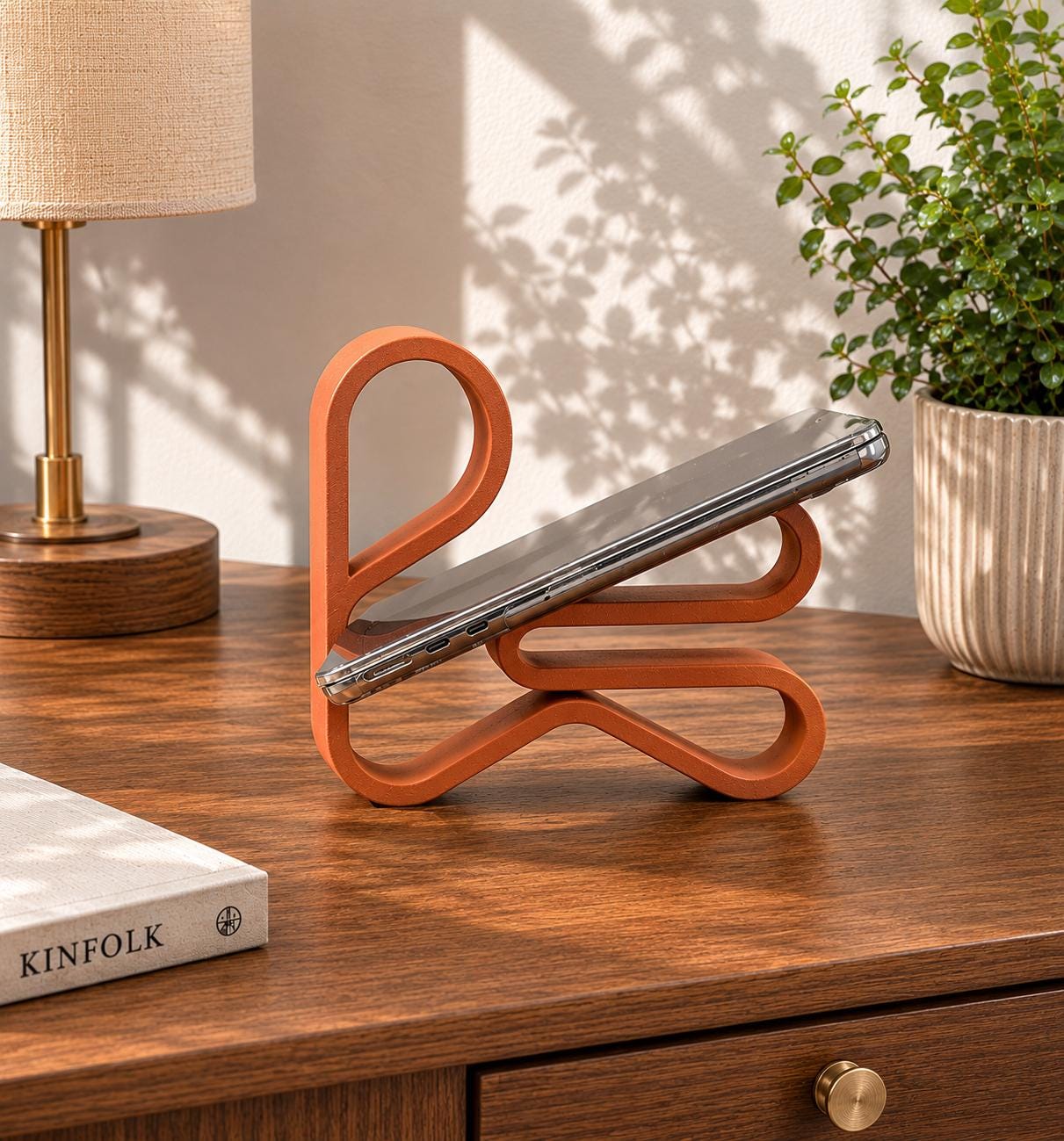 Laptop & Tablet Stand, Dual Laptop Holder, MacBook Dock, Vertical Desk Organizer, Minimalist Office Decor, Home Office